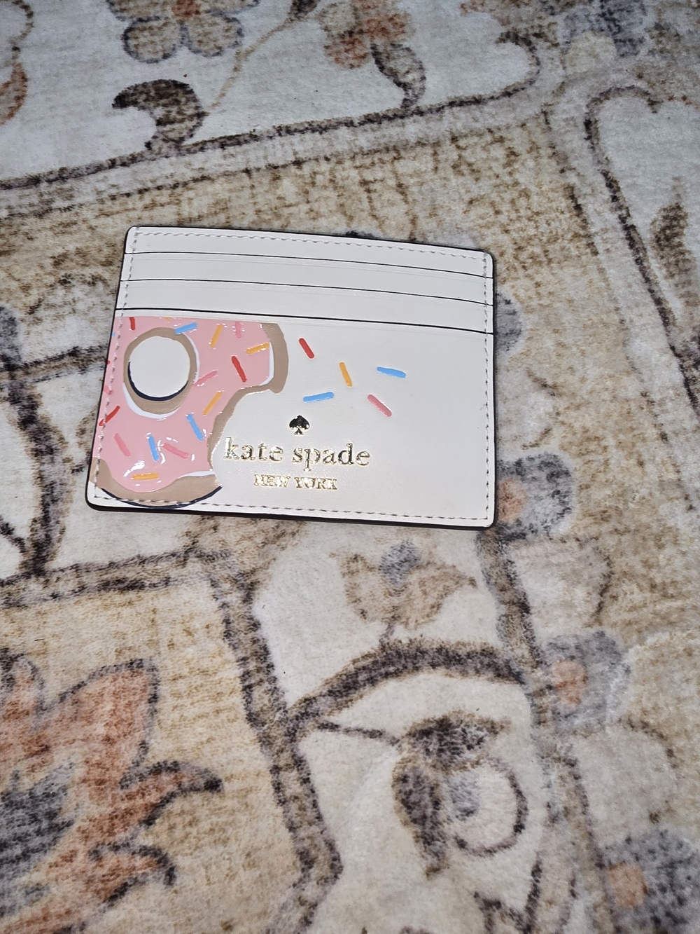 Kate Spade Donut Card Holder - White with Pink Sprinkles